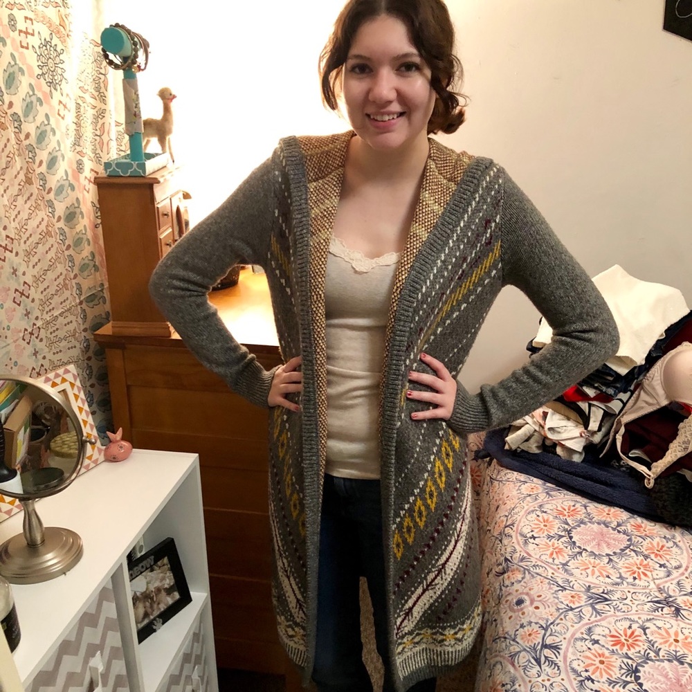 Abercrombie & Fitch Long Open Hooded Cardigan
